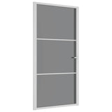 Porta Interna 102,5x201,5 cm Bianca in Vetro ESG e Alluminio