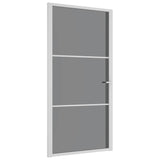 Porta Interna 102,5x201,5 cm Bianca in Vetro ESG e Alluminio