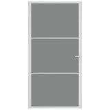 Porta Interna 102,5x201,5 cm Bianca in Vetro ESG e Alluminio