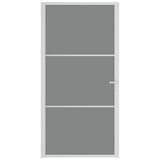 Porta Interna 102,5x201,5 cm Bianca in Vetro ESG e Alluminio