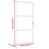 Porta Interna 102,5x201,5 cm Bianca in Vetro ESG e Alluminio
