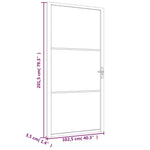 Porta Interna 102,5x201,5 cm Bianca in Vetro ESG e Alluminio