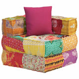 Pouf Modulare con Cuscino in Tessuto Patchwork