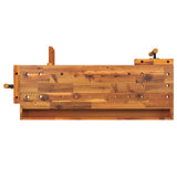 Banco da lavoro con cassetto e morse 124x52x83 cm in legno massello di acacia