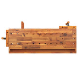 Banco da lavoro con cassetto e morse 124x52x83 cm in legno massello di acacia