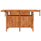 Banco Lavoro Cassetti e Morse 162x62x83cm Legno Massello Acacia