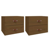 Comodini a Muro 2 pz Marrone ambra 50x36x40 cm