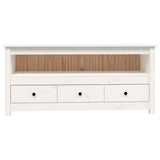 Mobile Porta TV Bianco 114x35x52 cm in Legno Massello di Pino