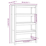 Libreria Nera 80x35x126 cm in Legno Massello di Pino