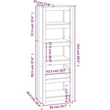 Libreria Nera 50x35x154 cm in Legno Massello di Pino