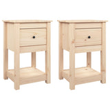 Comodini 2 pz 40x35x61,5 cm in Legno Massello di Pino