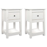 Comodini 2 pz Bianca 40x35x61,5 cm in Legno Massello di Pino