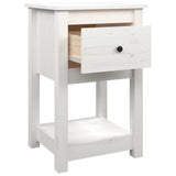 Comodini 2 pz Bianca 40x35x61,5 cm in Legno Massello di Pino
