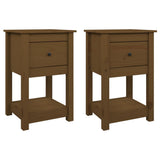 Comodini 2 pz Ambra 40x35x61,5 cm in Legno Massello di Pino