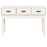Tavolo Consolle Bianco 114x40x75 cm in Legno Massello di Pino