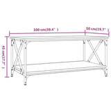 Tavolino da Salotto Nero 100x50x45 cm Legno truciolato e Ferro