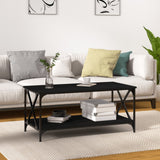 Tavolino da Salotto Nero 100x50x45 cm Legno truciolato e Ferro