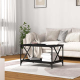 Tavolino da Salotto Nero 80x50x45 cm Legno truciolato e Ferro