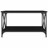 Tavolino da Salotto Nero 80x50x45 cm Legno truciolato e Ferro