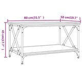 Tavolino da Salotto Nero 80x50x45 cm Legno truciolato e Ferro