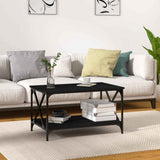 Tavolino da Salotto Nero 80x50x45 cm Legno truciolato e Ferro