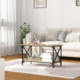 Tavolino Rovere Sonoma 80x45x45 cm in Legno truciolato e Ferro