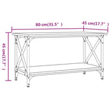 Tavolino Rovere Sonoma 80x45x45 cm in Legno truciolato e Ferro