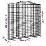 Cesti Gabbioni ad Arco 3 pz 200x30x200/220 cm Ferro Zincato