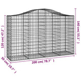 Cesti Gabbioni ad Arco 5 pz 200x50x120/140 cm Ferro Zincato