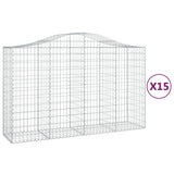 Cesti Gabbioni ad Arco 15 pz 200x50x120/140 cm Ferro Zincato