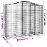 Cesti Gabbioni ad Arco 14 pz 200x50x160/180 cm Ferro Zincato