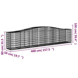 Cesti Gabbioni ad Arco 15 pz 400x50x80/100 cm Ferro Zincato
