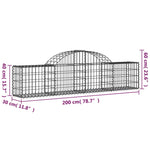 Cesti Gabbioni ad Arco 5 pz 200x30x40/60 cm Ferro Zincato