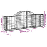 Cesti Gabbioni ad Arco 11 pz 200x30x60/80 cm Ferro Zincato