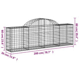 Cesti Gabbioni ad Arco 13 pz 200x30x60/80 cm Ferro Zincato