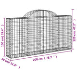 Cesti Gabbioni ad Arco 50 pz 200x30x100/120 cm Ferro Zincato