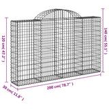 Cesti Gabbioni ad Arco 3 pz 200x30x120/140 cm Ferro Zincato