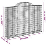 Cesti Gabbioni ad Arco 5 pz 200x30x140/160 cm Ferro Zincato