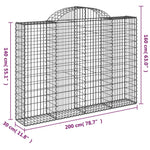 Cesti Gabbioni ad Arco 7 pz 200x30x140/160 cm Ferro Zincato