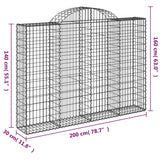 Cesti Gabbioni ad Arco 9 pz 200x30x140/160 cm Ferro Zincato