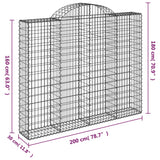 Cesti Gabbioni ad Arco 2 pz 200x30x160/180 cm Ferro Zincato