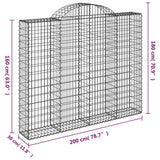 Cesti Gabbioni ad Arco 3 pz 200x30x160/180 cm Ferro Zincato