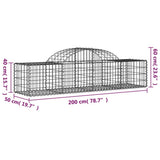 Cesti Gabbioni ad Arco 5 pz 200x50x40/60 cm Ferro Zincato