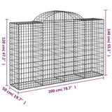 Cesti Gabbioni ad Arco 7 pz 200x50x120/140 cm Ferro Zincato