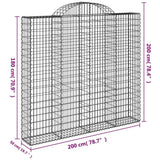 Cesti Gabbioni ad Arco 9 pz 200x50x180/200 cm Ferro Zincato