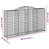 Cesti Gabbioni ad Arco 9 pz 300x50x160/180 cm Ferro Zincato