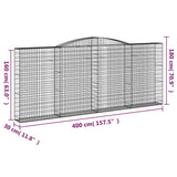 Cesti Gabbioni ad Arco 9 pz 400x30x160/180 cm Ferro Zincato