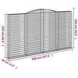 Cesti Gabbioni ad Arco 15 pz 400x30x220/240 cm Ferro Zincato