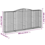 Cesti Gabbioni ad Arco 6 pz 400x50x180/200 cm Ferro Zincato