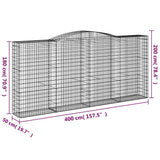 Cesti Gabbioni ad Arco 10 pz 400x50x180/200 cm Ferro Zincato